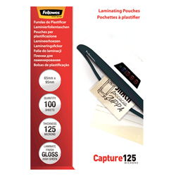 Fellowes Laminating Pouches K Card 66x95mm 125micron Gloss Pack of 100